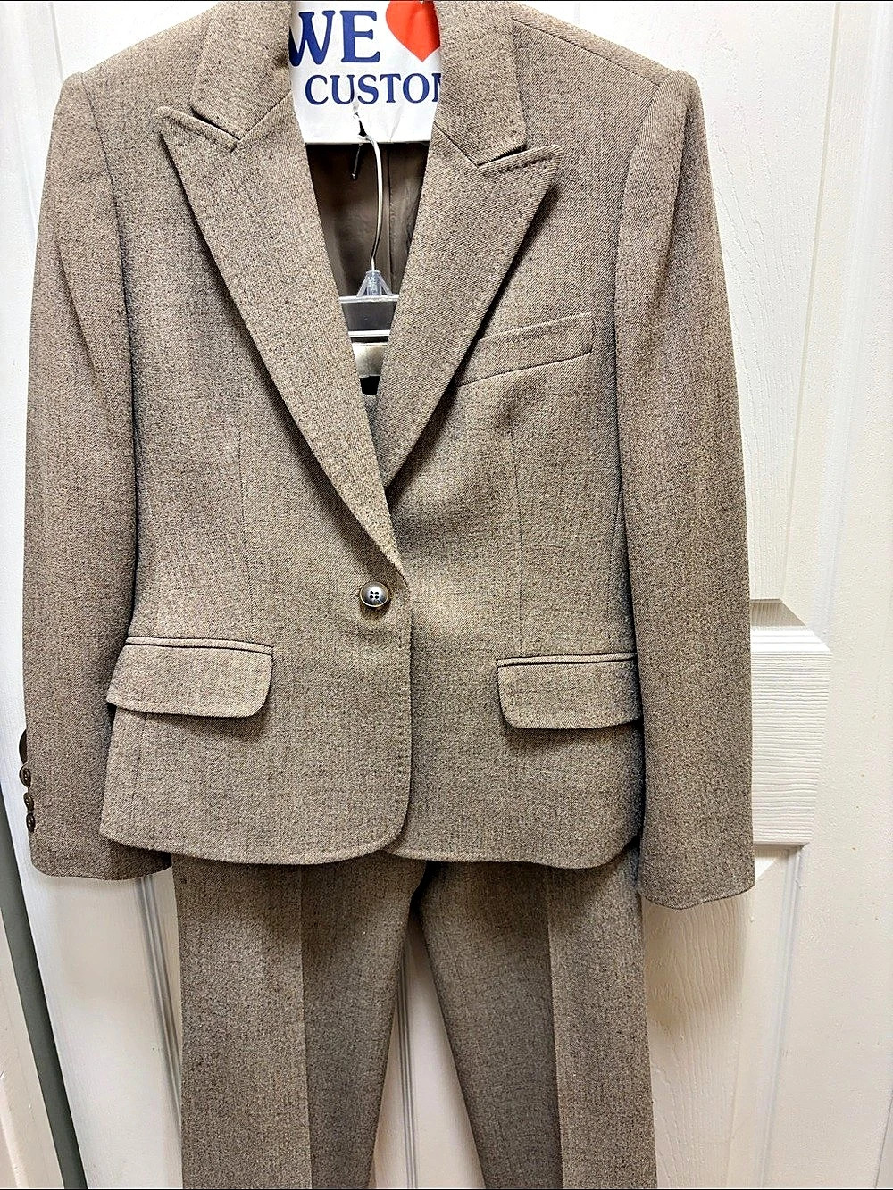 Anne Klein Suit Petite Houndstooth in Brown Size 2P